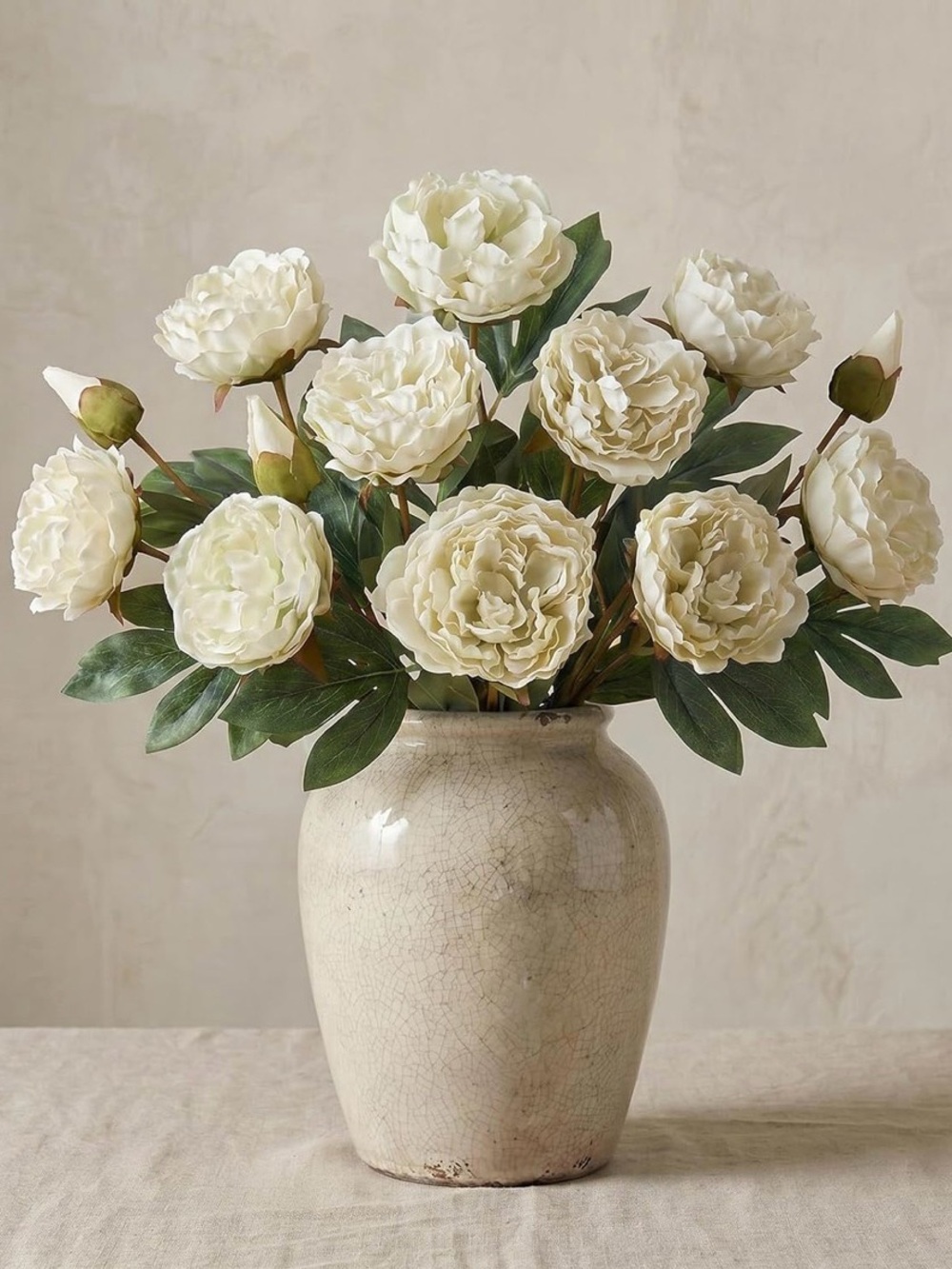 NWT Briful Cream Peony Silk Stems-3 Pack-Tall 27.5"- Home Accents DIY Decor